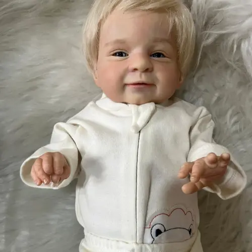 Bebê Reborn Menino Loiro Olhos Azuis Vinil