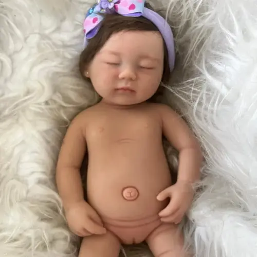 Bebe Reborn Silicone Sólido Menina Olhos Fechados