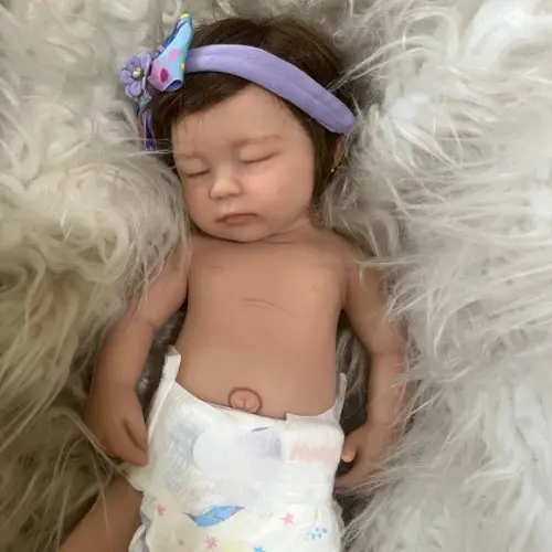 Bebe Reborn Silicone Sólido Menina Olhos Fechados