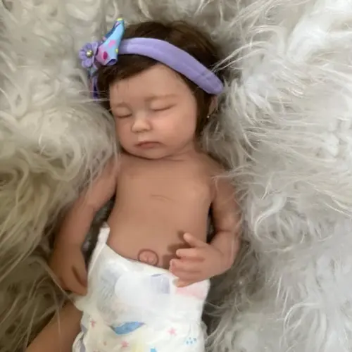 Bebe Reborn Silicone Sólido Menina Olhos Fechados