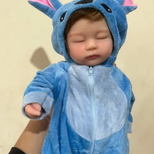 Bebe Reborn Silicone Sólido Stitch Mama e Faz Xixi