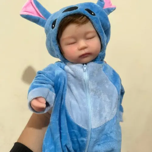 Bebe Reborn Silicone Sólido Stitch Mama e Faz Xixi