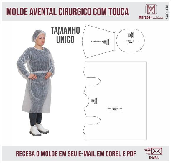 Molde Modelagem Avental Hospitalar com Touca 0027
