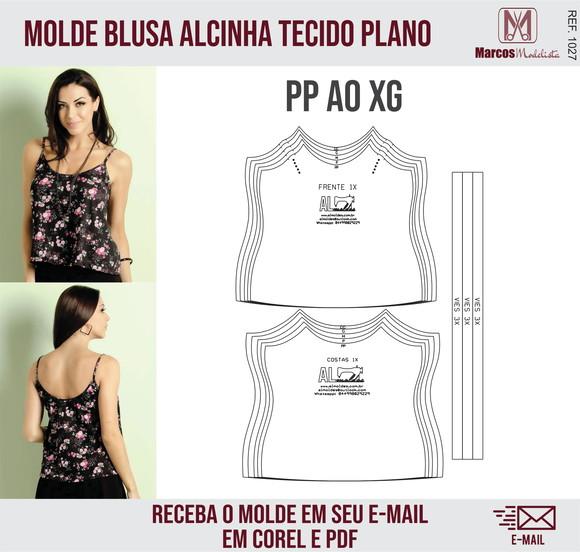 Molde Modelagem Blusa Alcinha Tecido Plano 1027