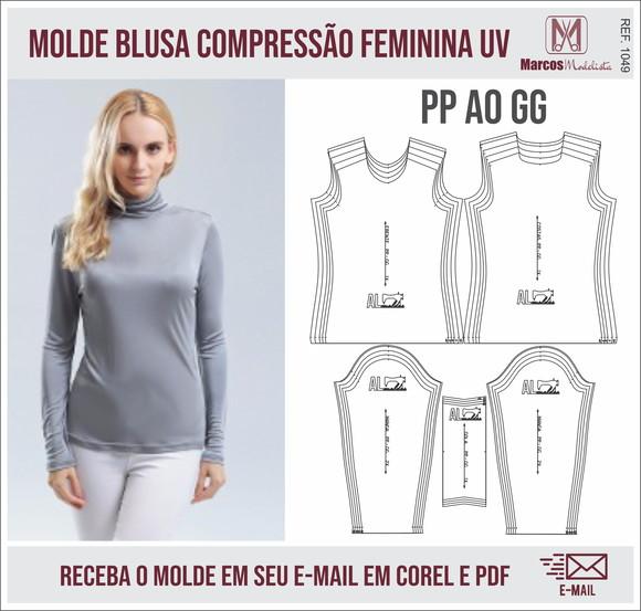 Molde Modelagem Blusa Compressão Feminina UV 1049