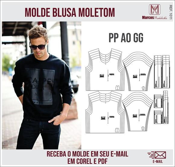 Molde Modelagem Blusa Moletom Basico Unisex 1011