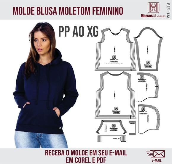 Molde Modelagem Blusa Moletom Feminino 1132
