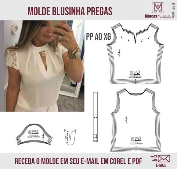 Molde Modelagem Blusa Pregas 1094