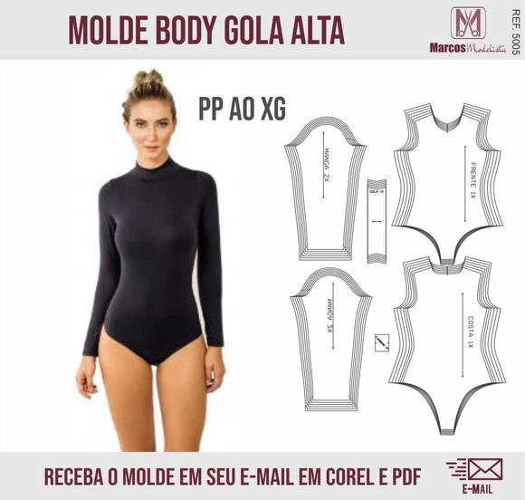 Molde Modelagem Body Feminino Gola Fechada 5005