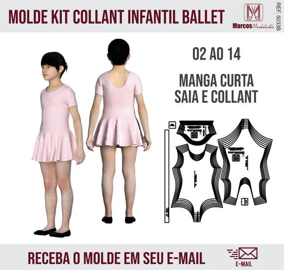Molde Modelagem Body ou Collant Ballet Manga Curt Saia 5033b