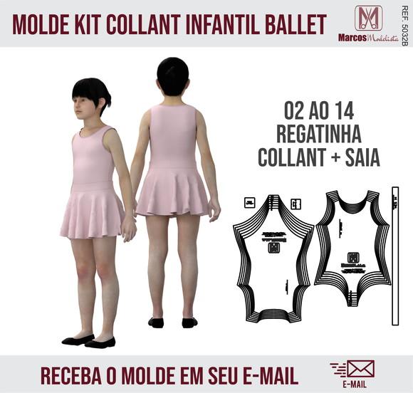Molde Modelagem Body ou Collant Ballet Regatinha Saia 5032b
