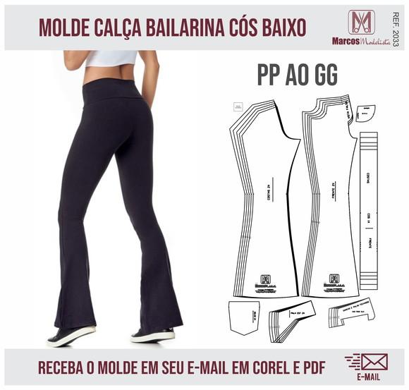 Molde Modelagem Calça Bailarina Flare 2033