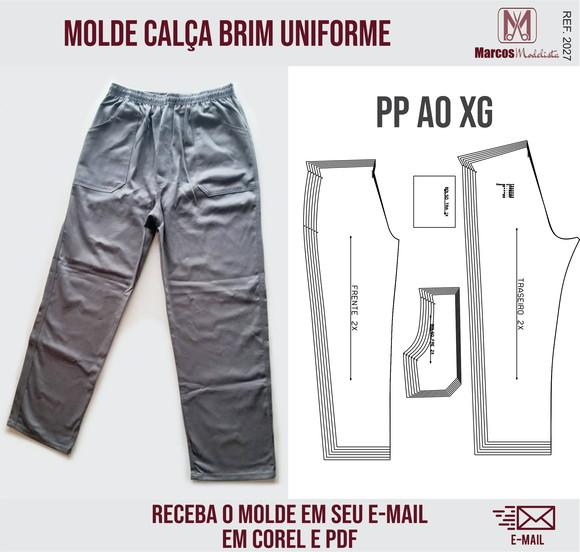 Molde Modelagem Calça brim Uniforme Fardamento 2027