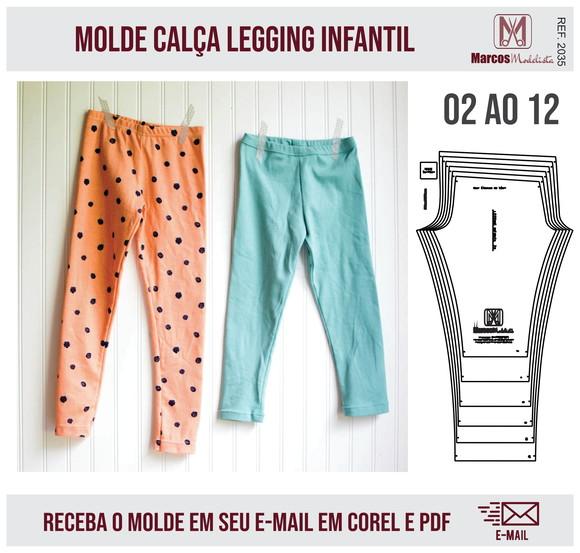 Molde Modelagem Calça Legging infantil Sem Costura 2035
