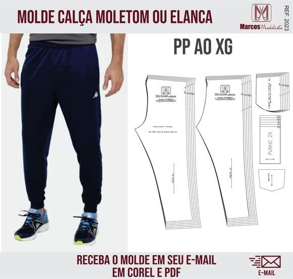 Molde Modelagem Calça Moletom ou Elanca Masculino 2023