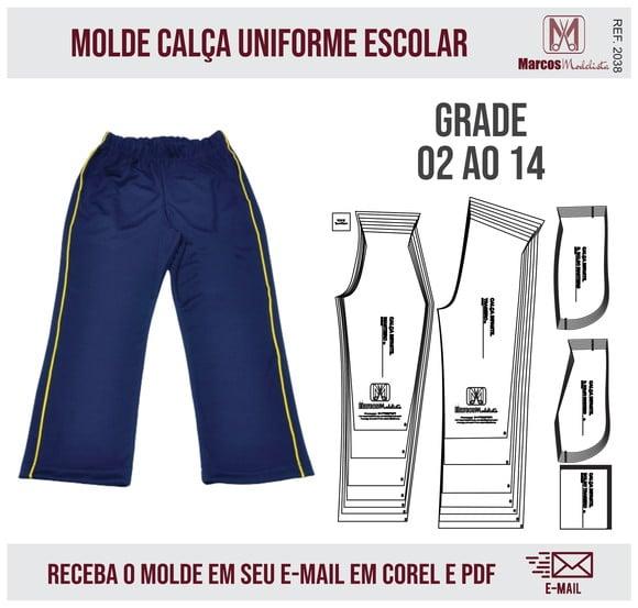 Molde Modelagem Calça Uniforme Escolar 2038
