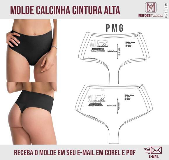 Molde Modelagem Calcinha Cintura Alta 3019