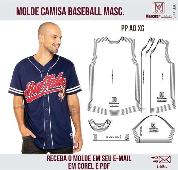 Molde Modelagem Camisa Baseball Jersey 1113