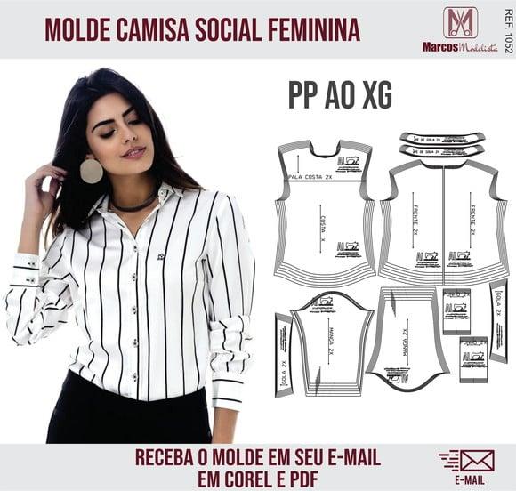 Molde Modelagem Camisa Social Feminina 1052