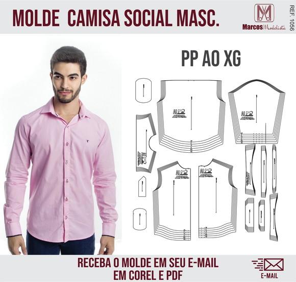 Molde Modelagem Camisa Social Masculino Tradicional 1056