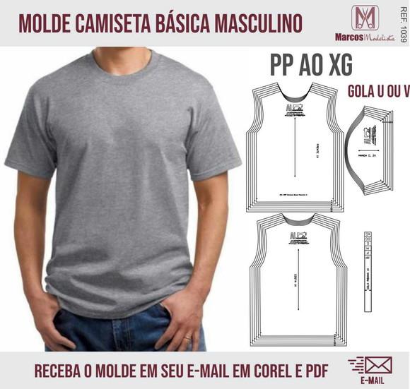 Molde Modelagem Camiseta Basica Masculino 1039