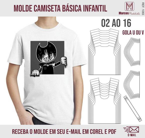Molde Modelagem Camiseta Infantil Basica 1083