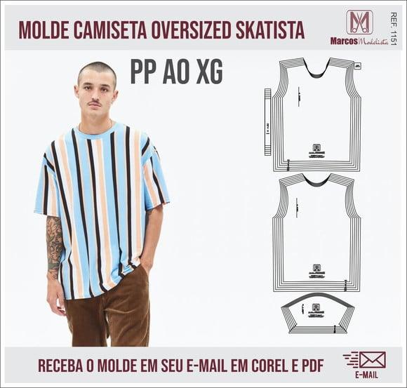 Molde Modelagem Camiseta Oversized Skatista 1151