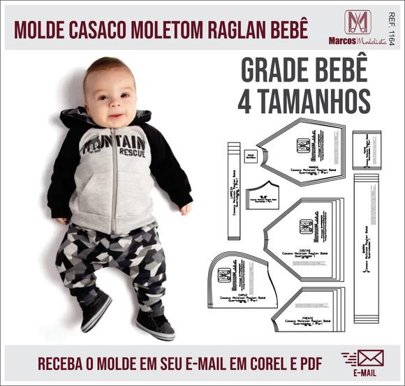 Molde Modelagem Casaco Moletom Raglan Bebe 1164