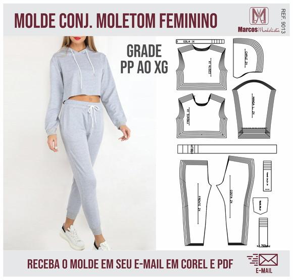 Molde Modelagem Conjunto Moletom Feminino 9013