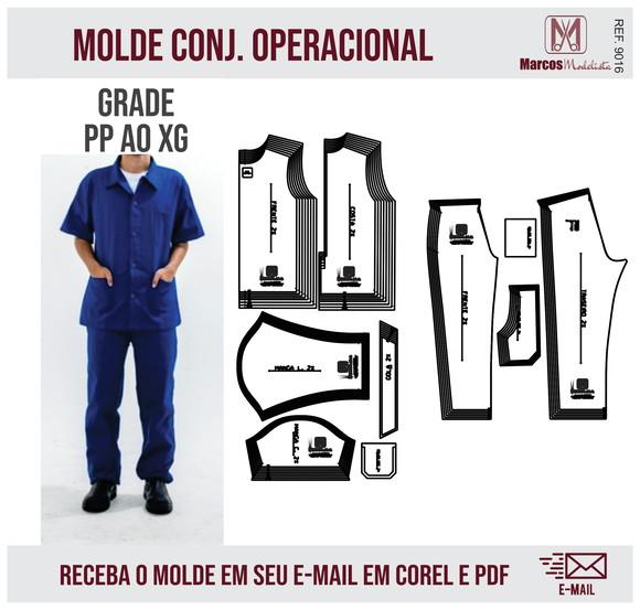 Molde Modelagem Conjunto Operacional Camisa e Calça 9016