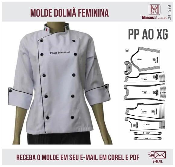 Molde Modelagem Dolmã Cozinha Feminina 1147