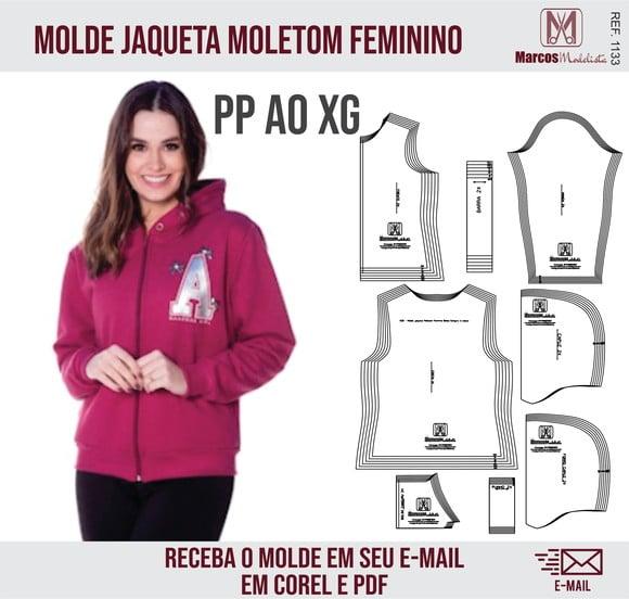 Molde Modelagem Jaqueta Moletom Feminino 1133