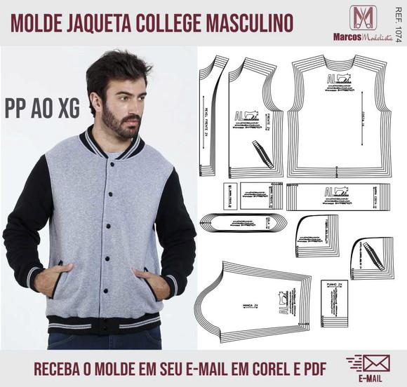 Molde Modelagem Jaqueta College Masculino 1074
