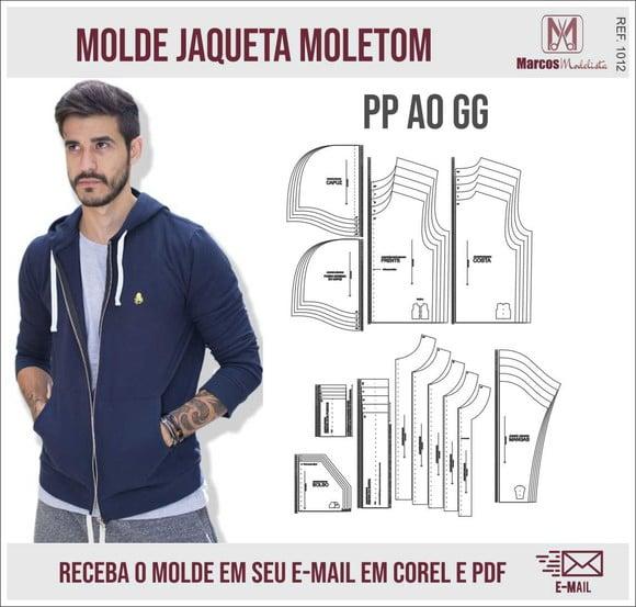 Molde Modelagem Jaqueta Moletom Masculino 1012