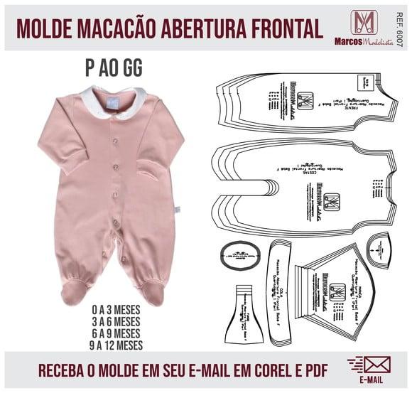 Molde Modelagem Macacão bebe Abertura Frontal 6007