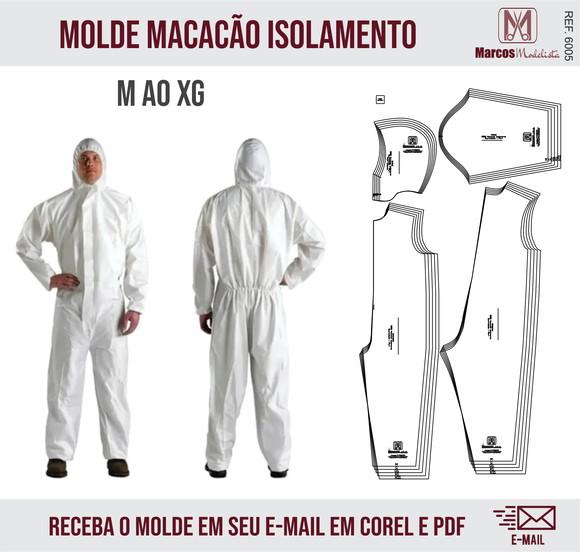 Molde Modelagem Macacão Isolamento Hospitalar 6006
