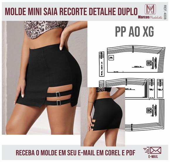 Molde Modelagem Mini Saia Detalhe Dois Passantes 4008