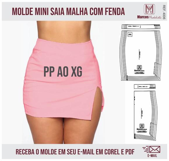 Molde Modelagem Mini Saia Fenda Malha 4006