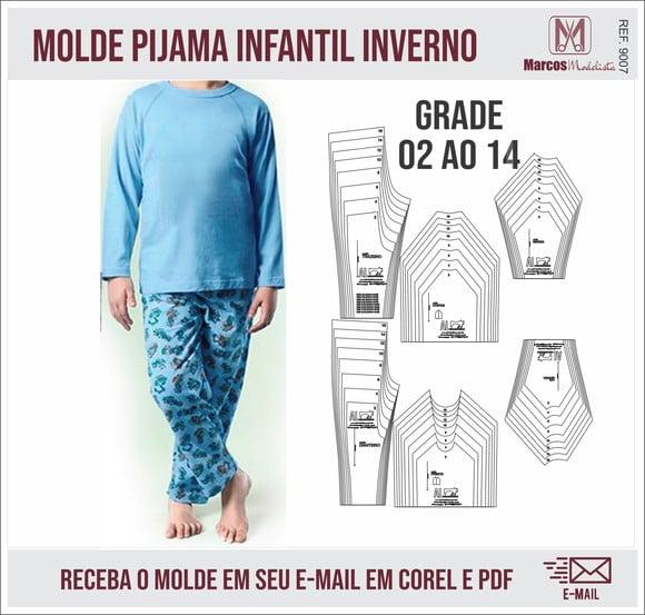 Molde Modelagem Pijama Inverno Infantil 9007