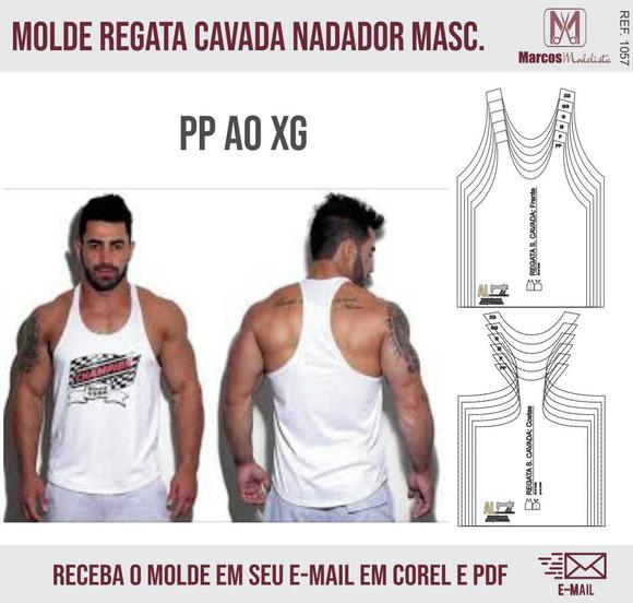 Molde Modelagem Regata Masculino Fitness Costa Nadador 1057