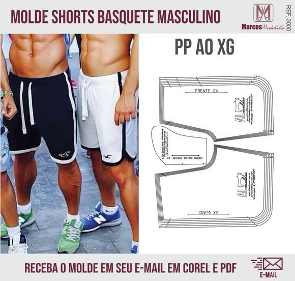 Molde Modelagem Shorts Basquete Masculino 3000