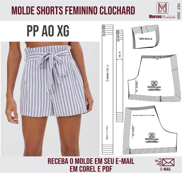 Molde Modelagem Shorts Feminino Clochard 3068