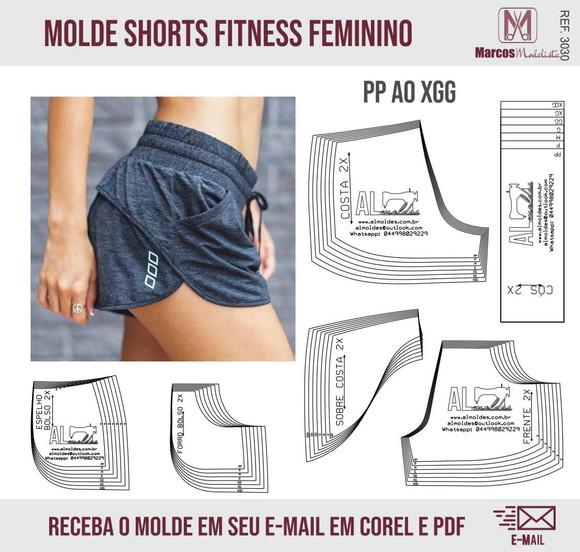 Molde Modelagem Shorts Fitness Feminino 3030