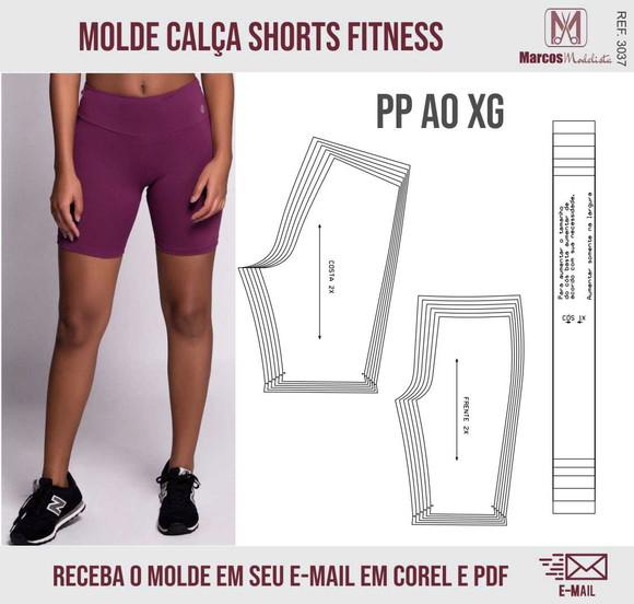Molde Modelagem Shorts Fitness Feminino 3037