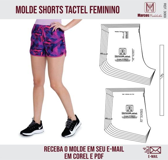 Molde Modelagem Shorts Tactel Praia Feminino 3069