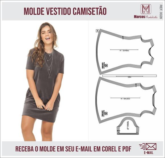 Molde Modelagem Vestido Camisetão 0028