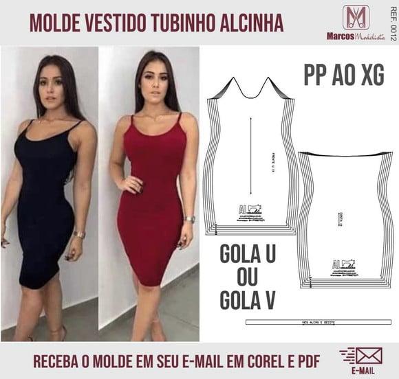 Molde Vestido Alcinha de malha 0012