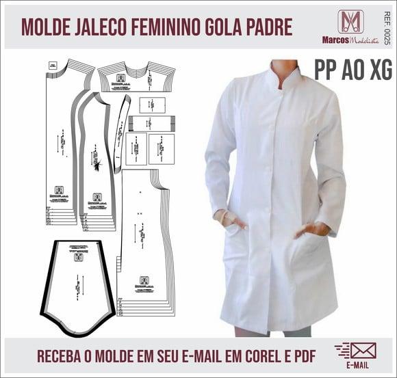 Molde Vestido Jaleco Feminino Gola Padre 0025
