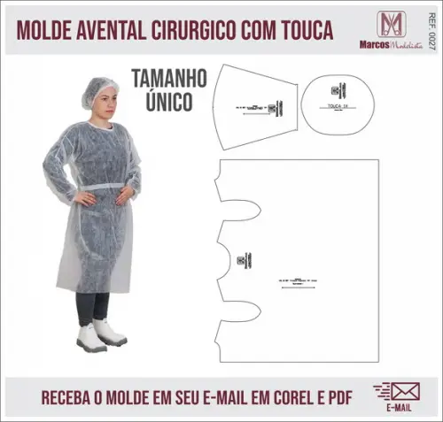 Molde Modelagem Avental Hospitalar com Touca 0027
