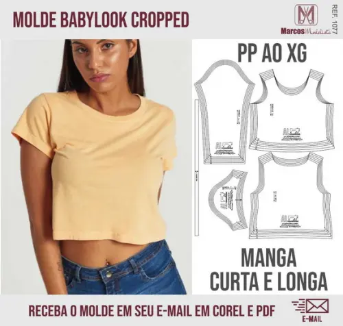 Molde Modelagem BabyLook Cropped 1077